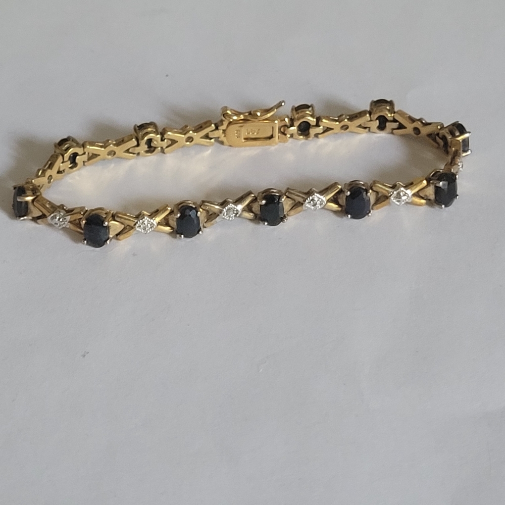VTG Sapphire Sterling Silver Gold Plated 925 Tennis XOXO Bracelet DBJ 925